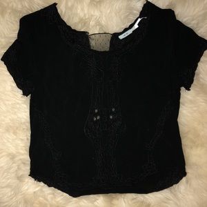 Beautiful black blouse with embroidery and lace